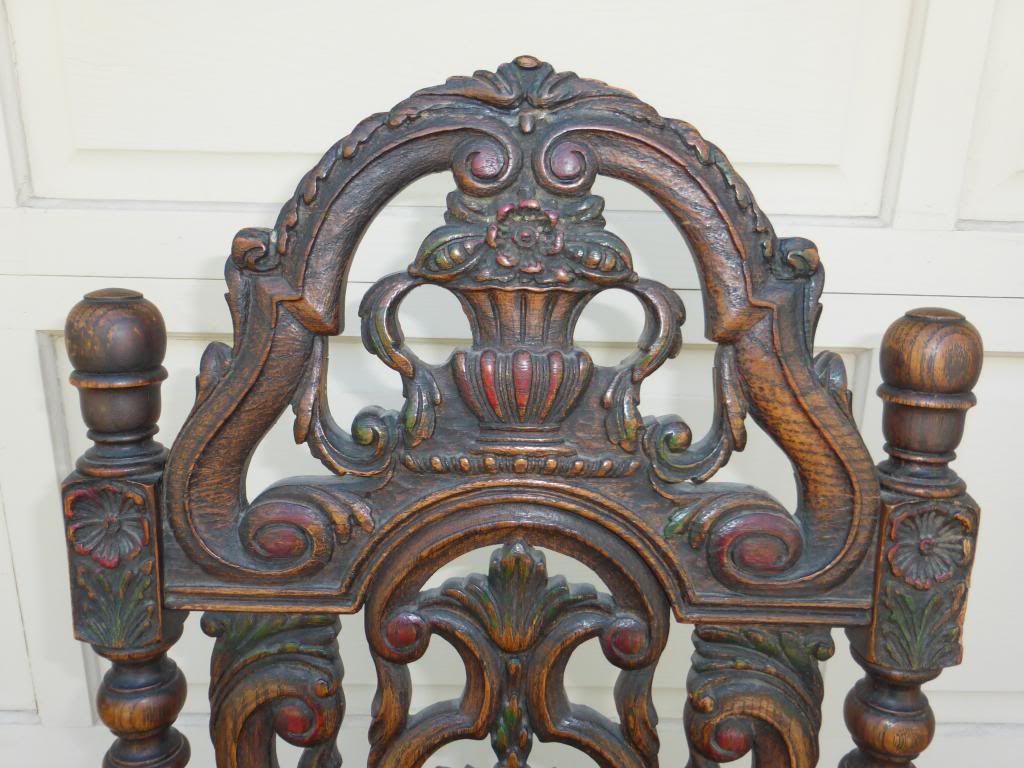 EXQUISITE PAIR ANTIQUE SPANISH REVIVAL Accent CHAIRS GREEN VELVET